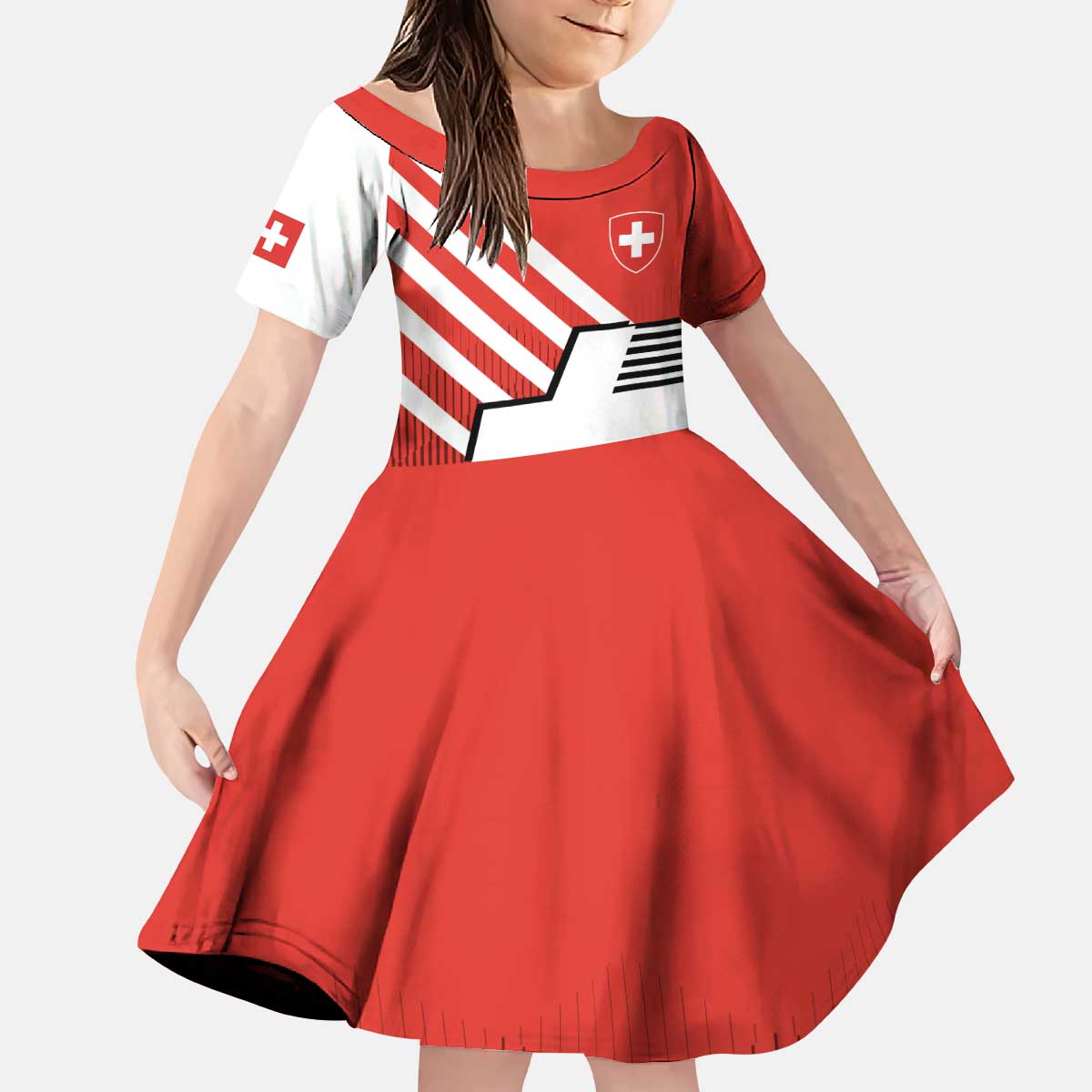 Switzerland Coat of Arms Kid Short Sleeve Dress Swiss Greek cross