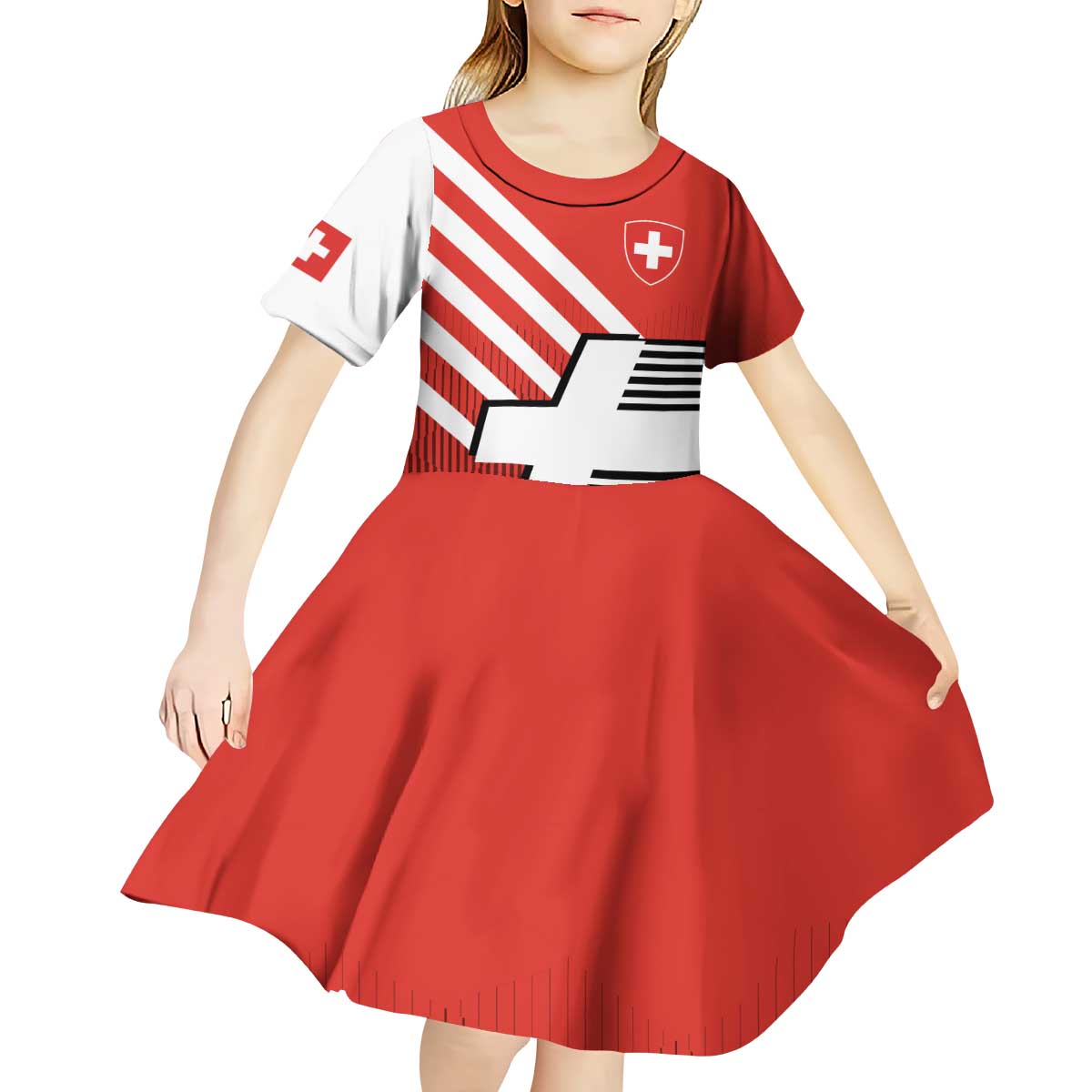 Switzerland Coat of Arms Kid Short Sleeve Dress Swiss Greek cross