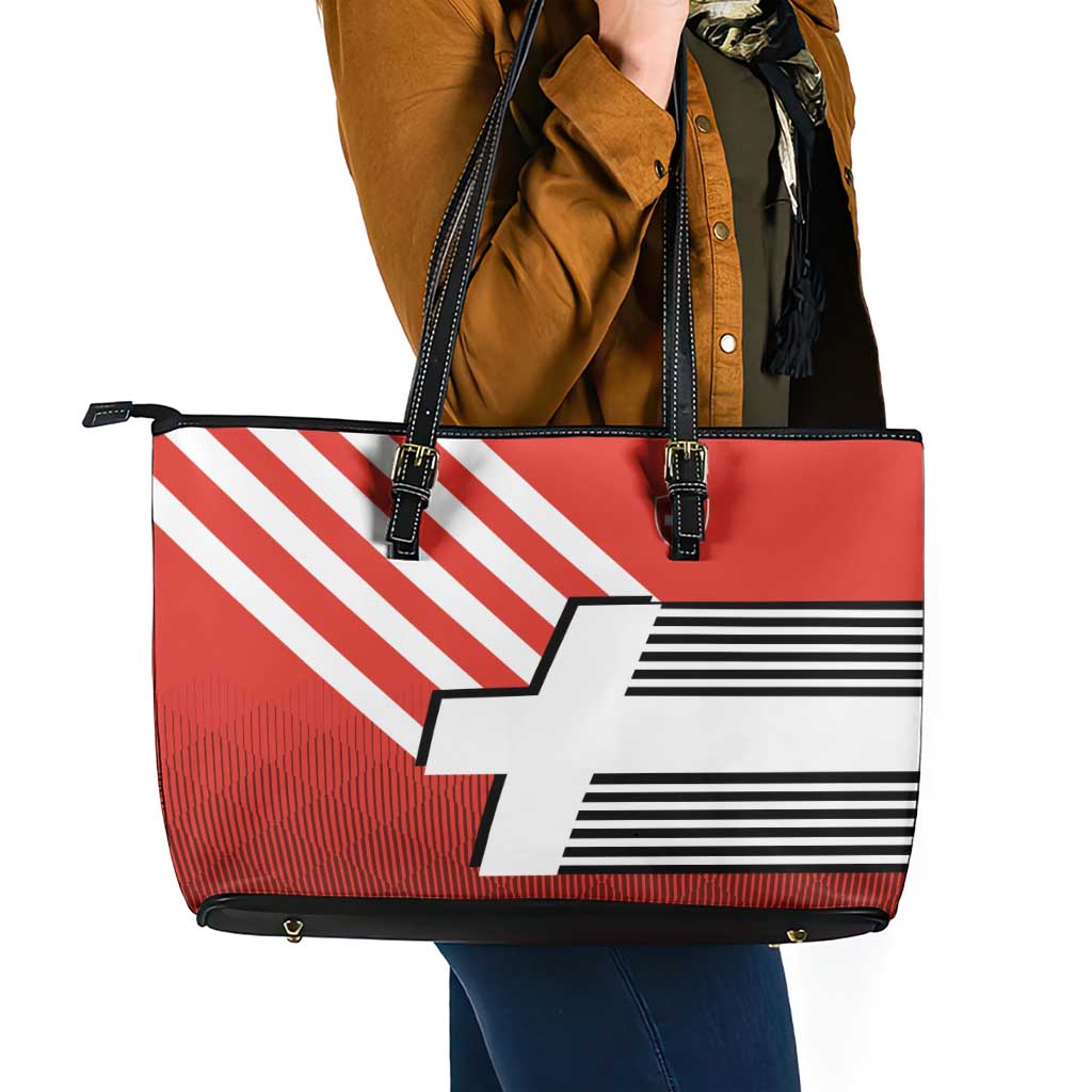 Switzerland Coat of Arms Leather Tote Bag Swiss Greek cross