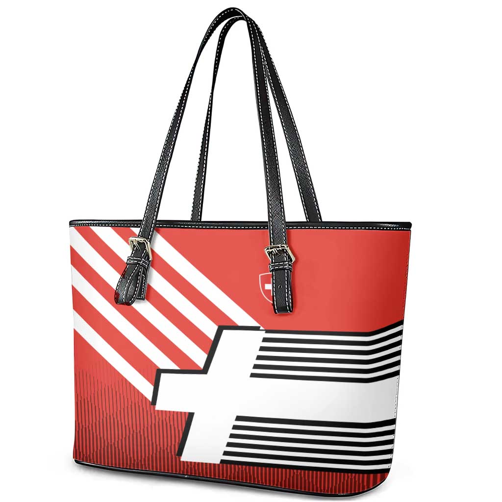 Switzerland Coat of Arms Leather Tote Bag Swiss Greek cross