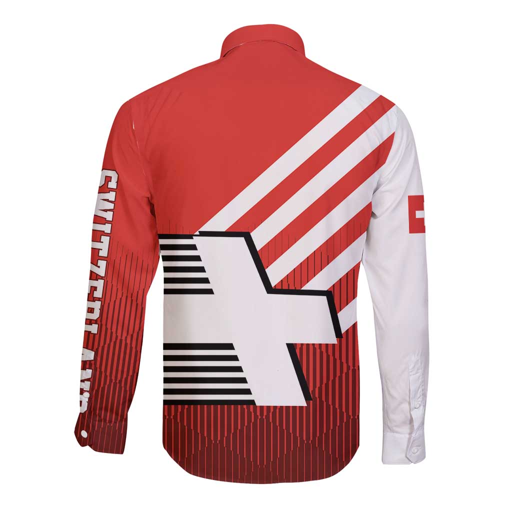 Switzerland Coat of Arms Long Sleeve Button Shirt Swiss Greek cross