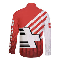 Switzerland Coat of Arms Long Sleeve Button Shirt Swiss Greek cross