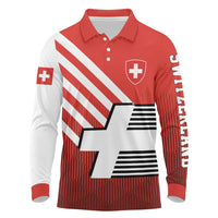 Switzerland Coat of Arms Long Sleeve Polo Shirt Swiss Greek cross