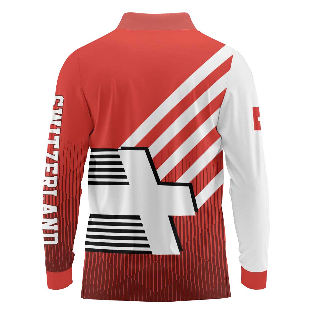 Switzerland Coat of Arms Long Sleeve Polo Shirt Swiss Greek cross