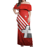 Switzerland Coat of Arms Off Shoulder Maxi Dress Swiss Greek cross