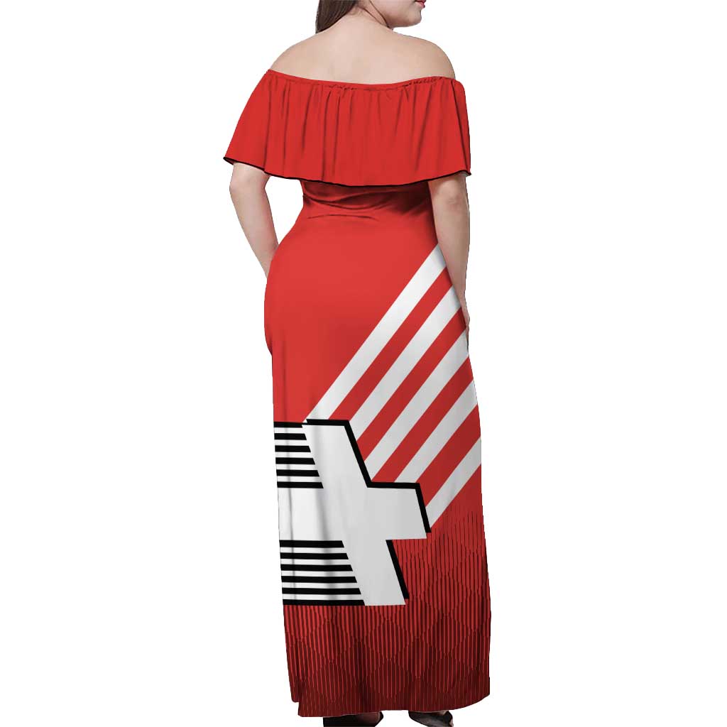 Switzerland Coat of Arms Off Shoulder Maxi Dress Swiss Greek cross