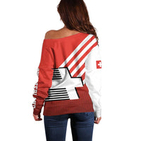 Switzerland Coat of Arms Off Shoulder Sweater Swiss Greek cross