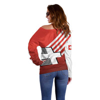 Switzerland Coat of Arms Off Shoulder Sweater Swiss Greek cross