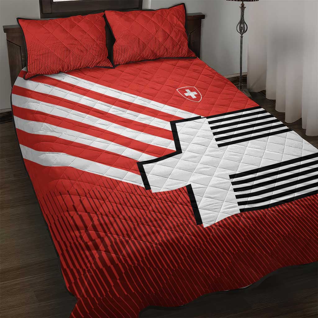 Switzerland Coat of Arms Quilt Bed Set Swiss Greek cross
