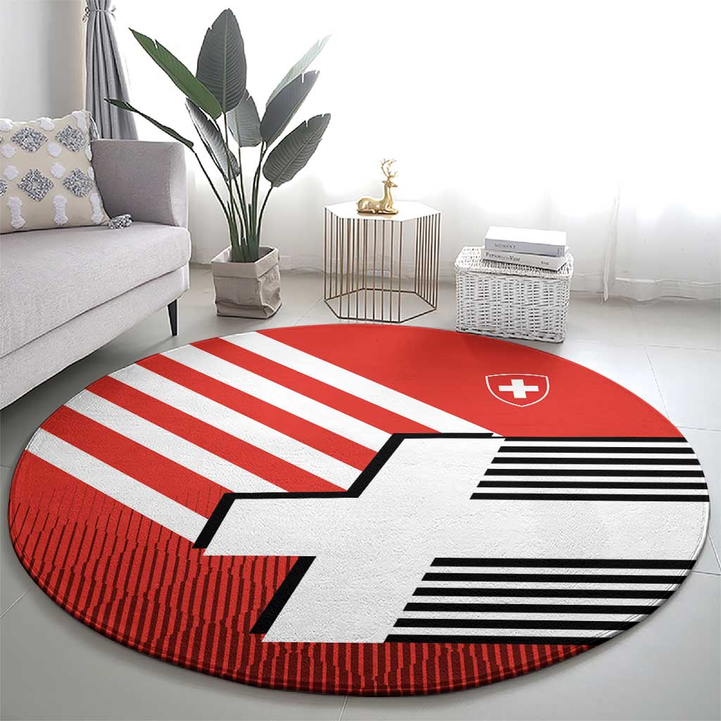 Switzerland Coat of Arms Round Carpet Swiss Greek cross