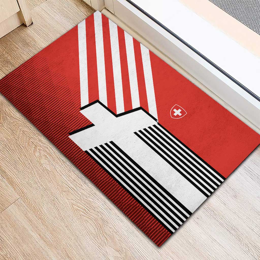 Switzerland Coat of Arms Rubber Doormat Swiss Greek cross
