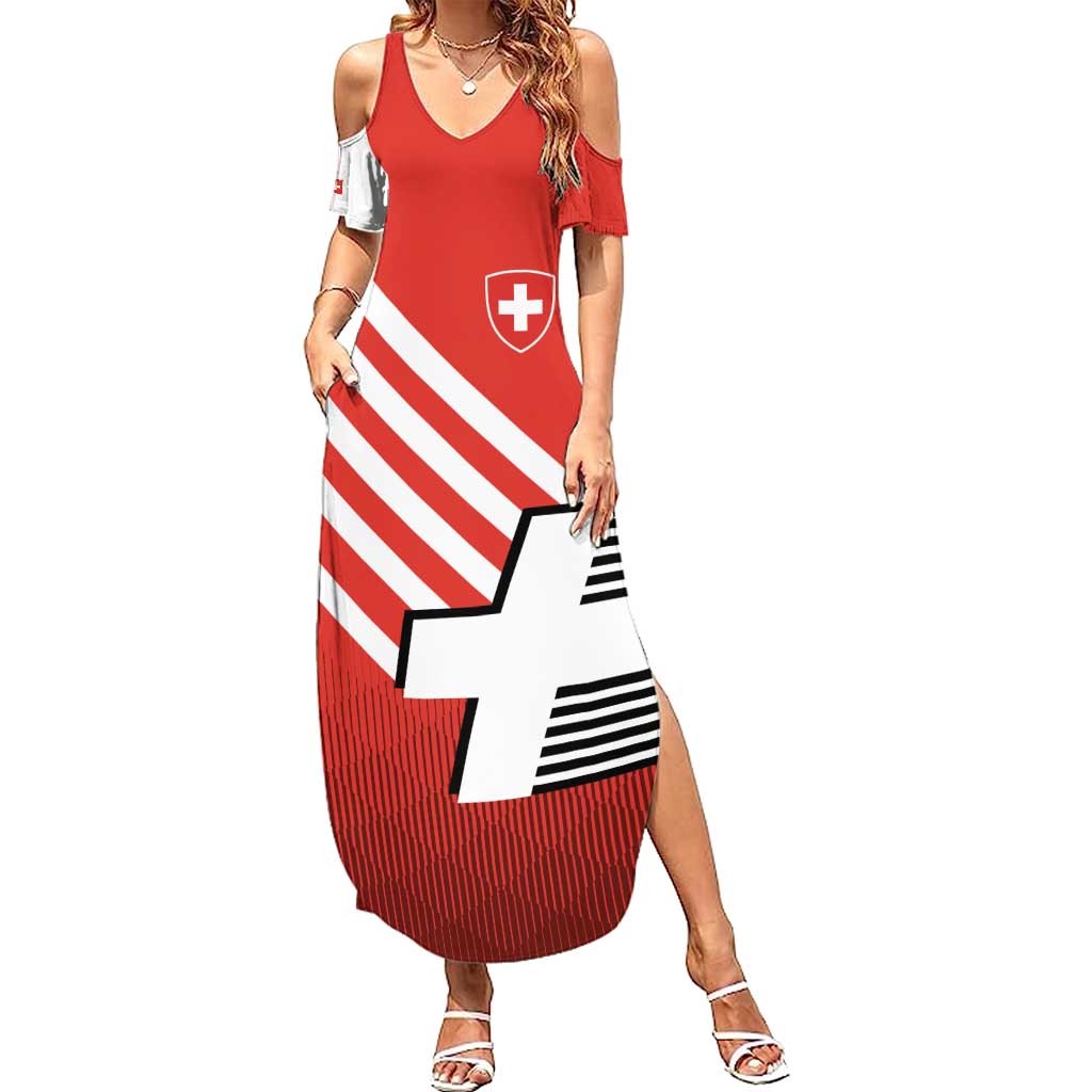 Switzerland Coat of Arms Summer Maxi Dress Swiss Greek cross