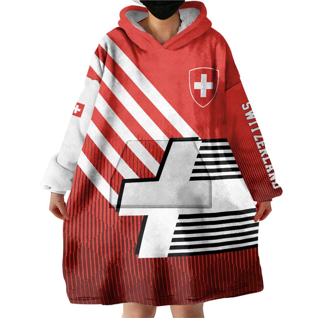 Switzerland Coat of Arms Wearable Blanket Hoodie Swiss Greek cross