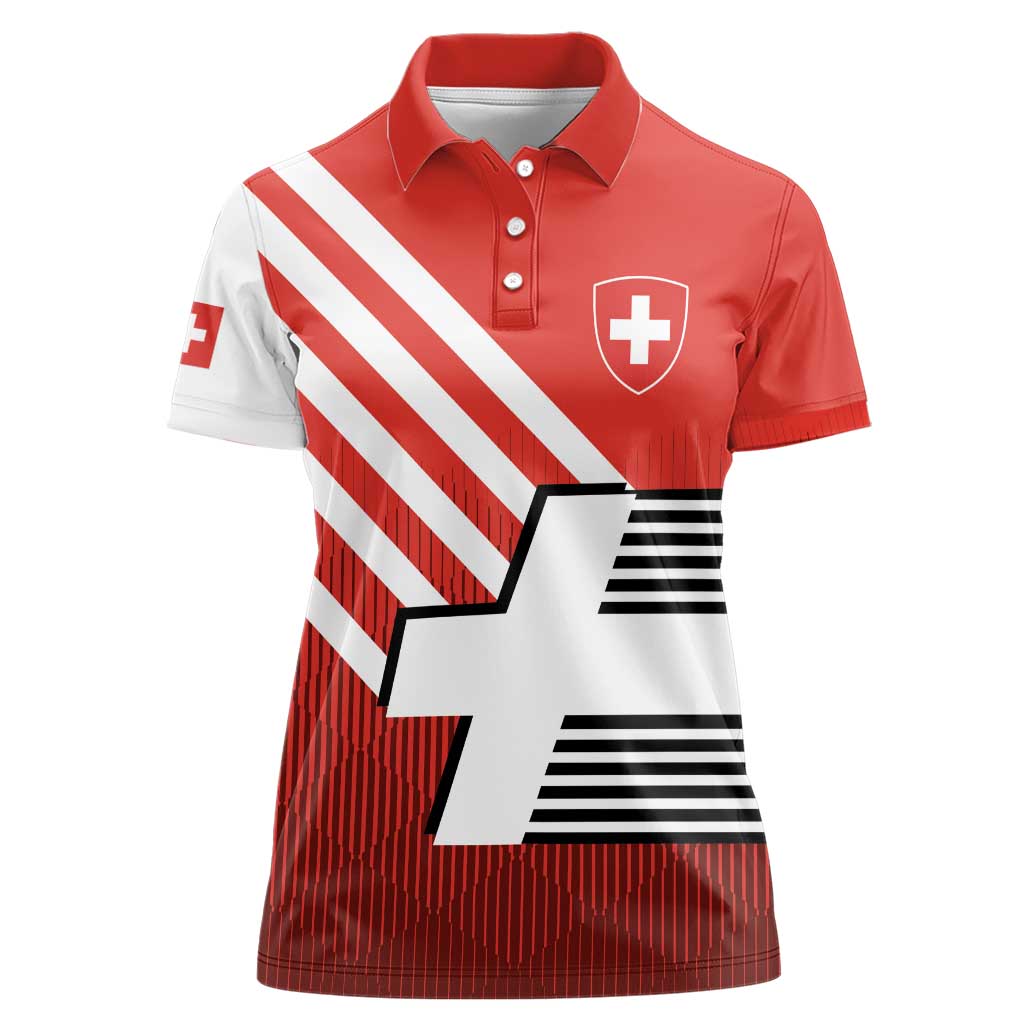 Switzerland Coat of Arms Women Polo Shirt Swiss Greek cross