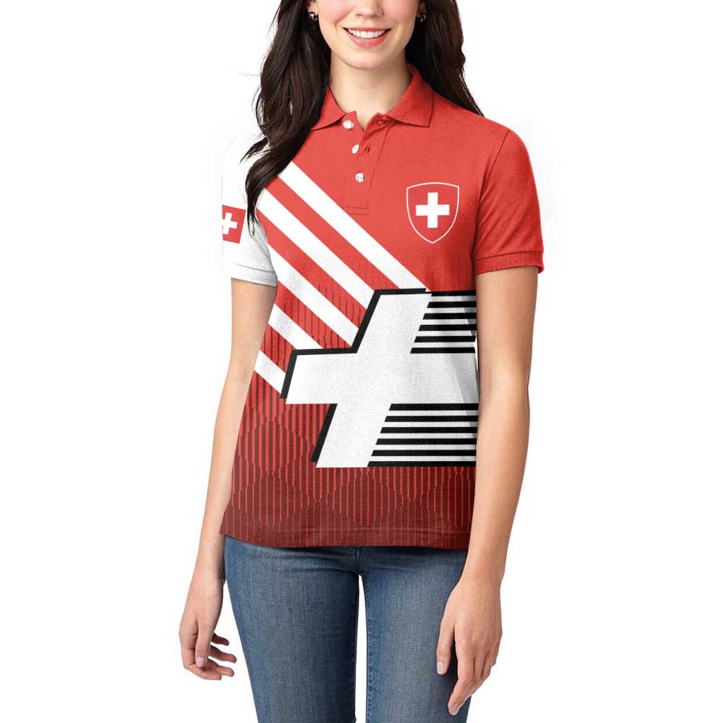 Switzerland Coat of Arms Women Polo Shirt Swiss Greek cross