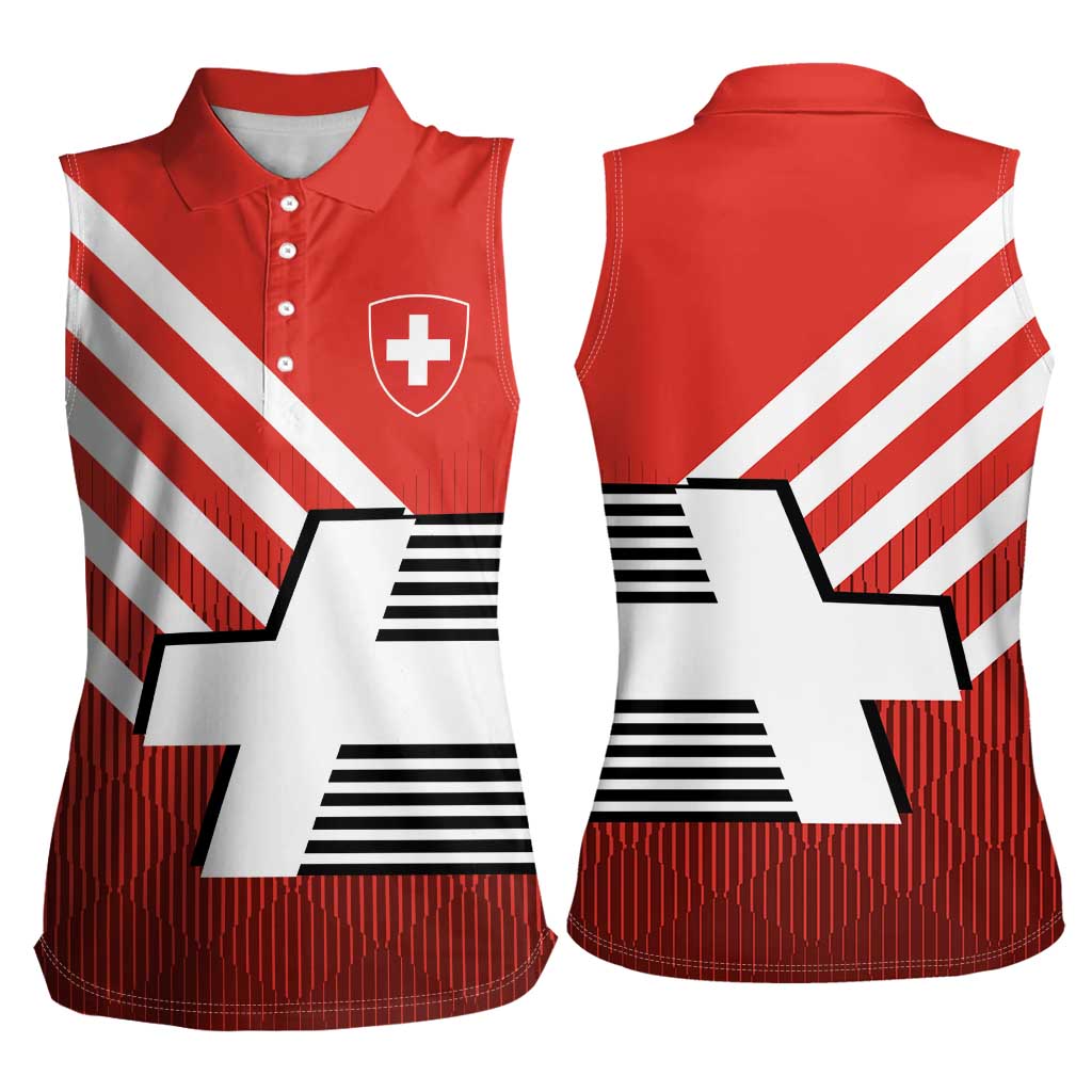 Switzerland Coat of Arms Women Sleeveless Polo Shirt Swiss Greek cross