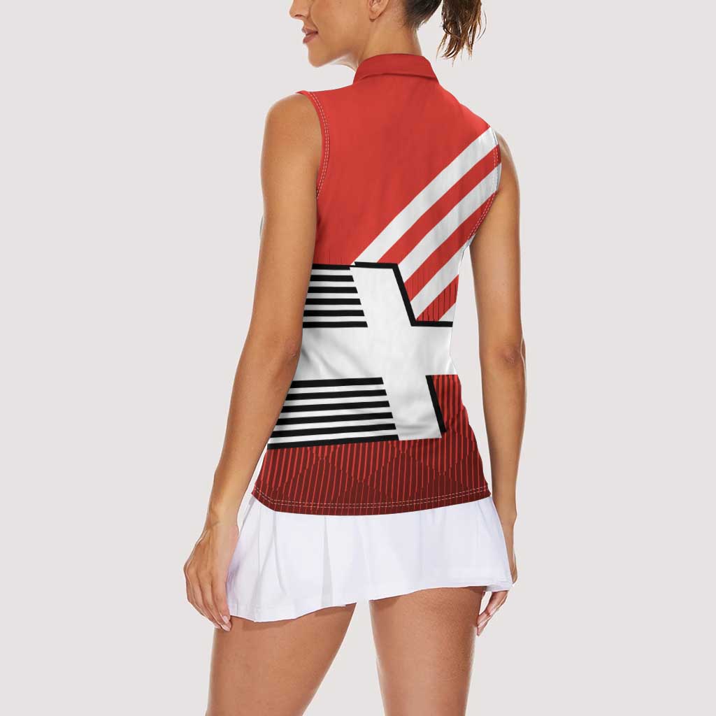 Switzerland Coat of Arms Women Sleeveless Polo Shirt Swiss Greek cross