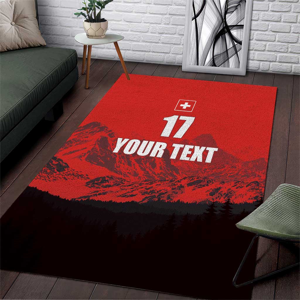 Custom Switzerland Football Area Rug Swiss Alps