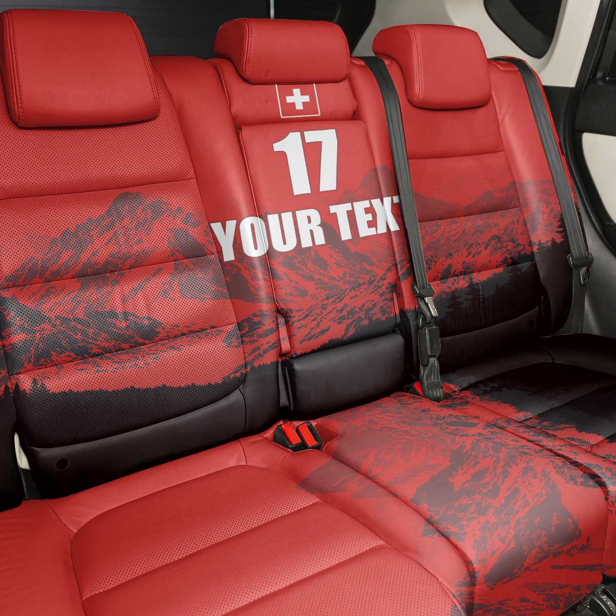 Custom Switzerland Football Back Car Seat Cover Swiss Alps