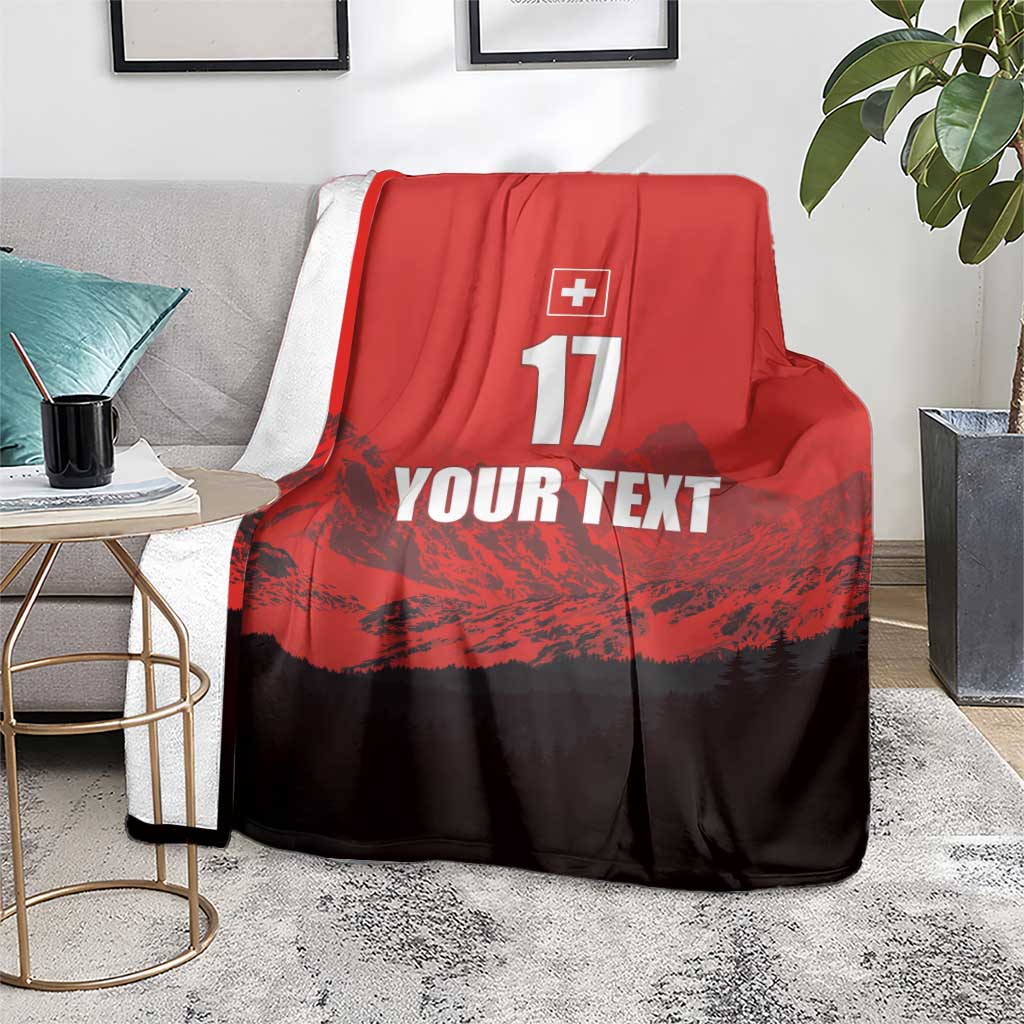 Custom Switzerland Football Blanket Swiss Alps