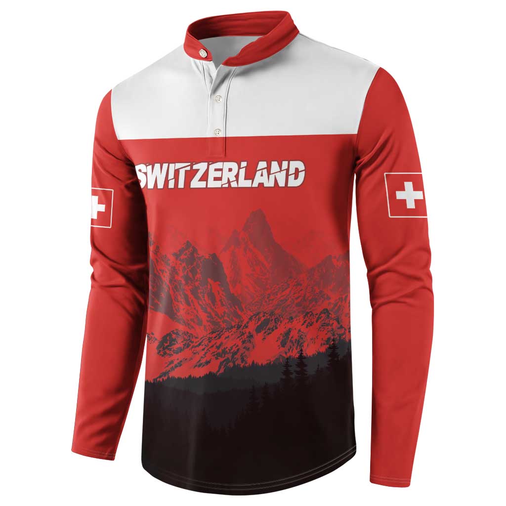 Custom Switzerland Football Button Sweatshirt Swiss Alps