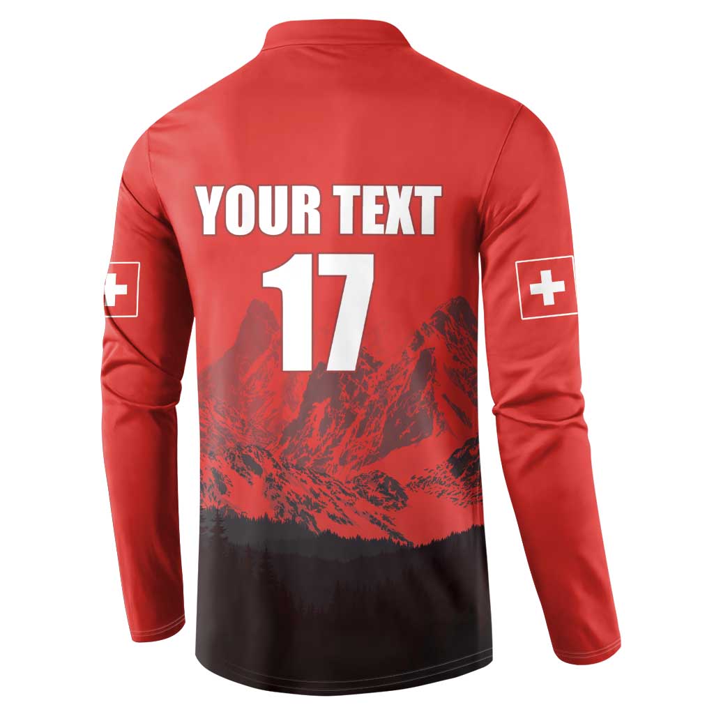 Custom Switzerland Football Button Sweatshirt Swiss Alps