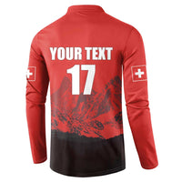 Custom Switzerland Football Button Sweatshirt Swiss Alps