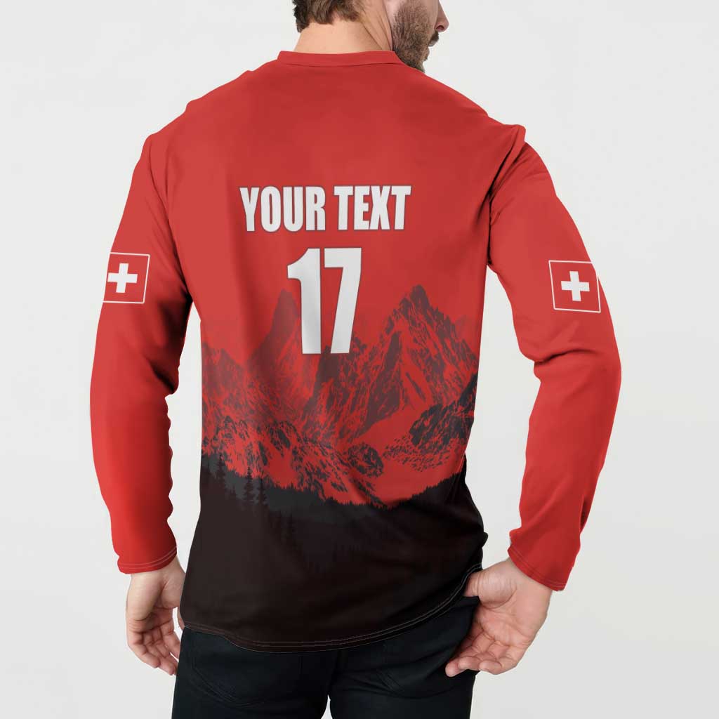 Custom Switzerland Football Button Sweatshirt Swiss Alps