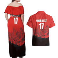 Custom Switzerland Football Couples Matching Off Shoulder Maxi Dress and Hawaiian Shirt Swiss Alps