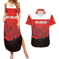 Custom Switzerland Football Couples Matching Summer Maxi Dress and Hawaiian Shirt Swiss Alps