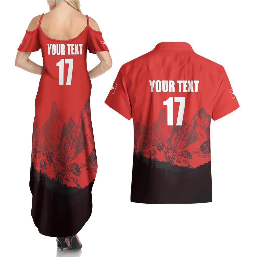 Custom Switzerland Football Couples Matching Summer Maxi Dress and Hawaiian Shirt Swiss Alps