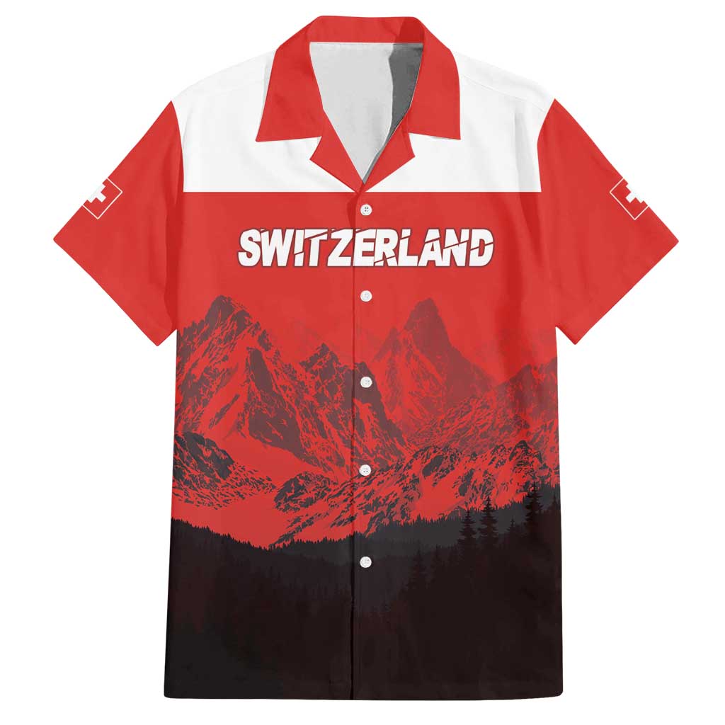 Custom Switzerland Football Family Matching Long Sleeve Bodycon Dress and Hawaiian Shirt Swiss Alps