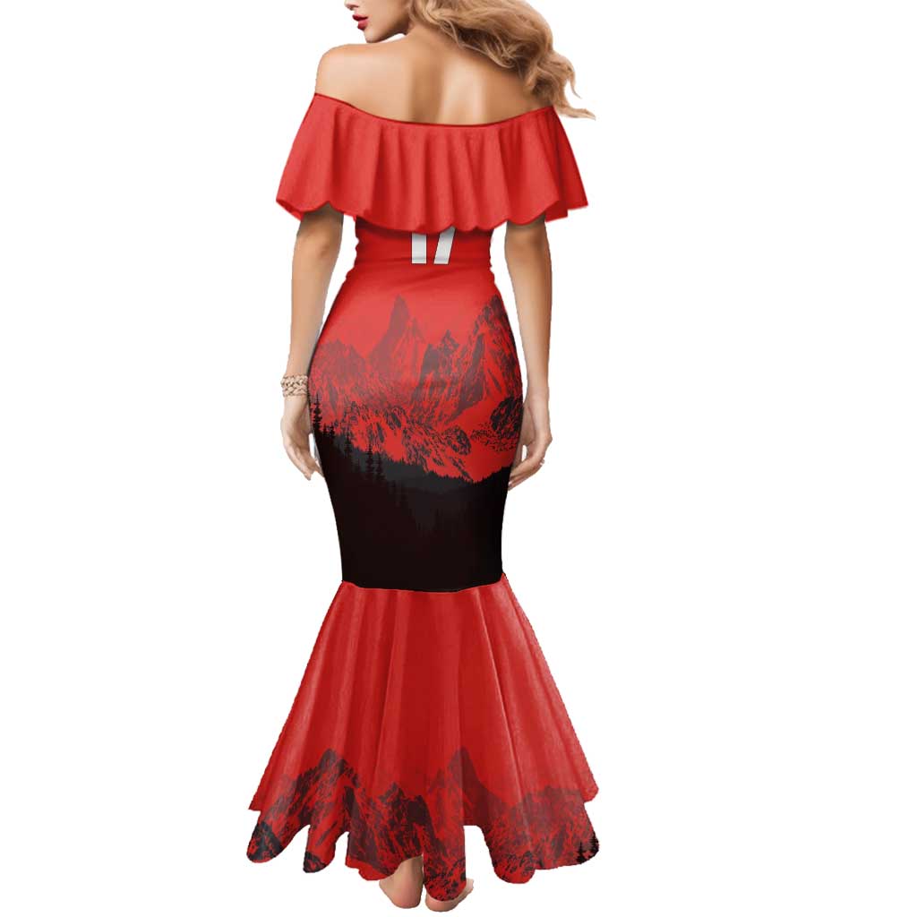 Custom Switzerland Football Family Matching Mermaid Dress and Hawaiian Shirt Swiss Alps