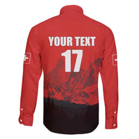 Custom Switzerland Football Family Matching Off The Shoulder Long Sleeve Dress and Hawaiian Shirt Swiss Alps