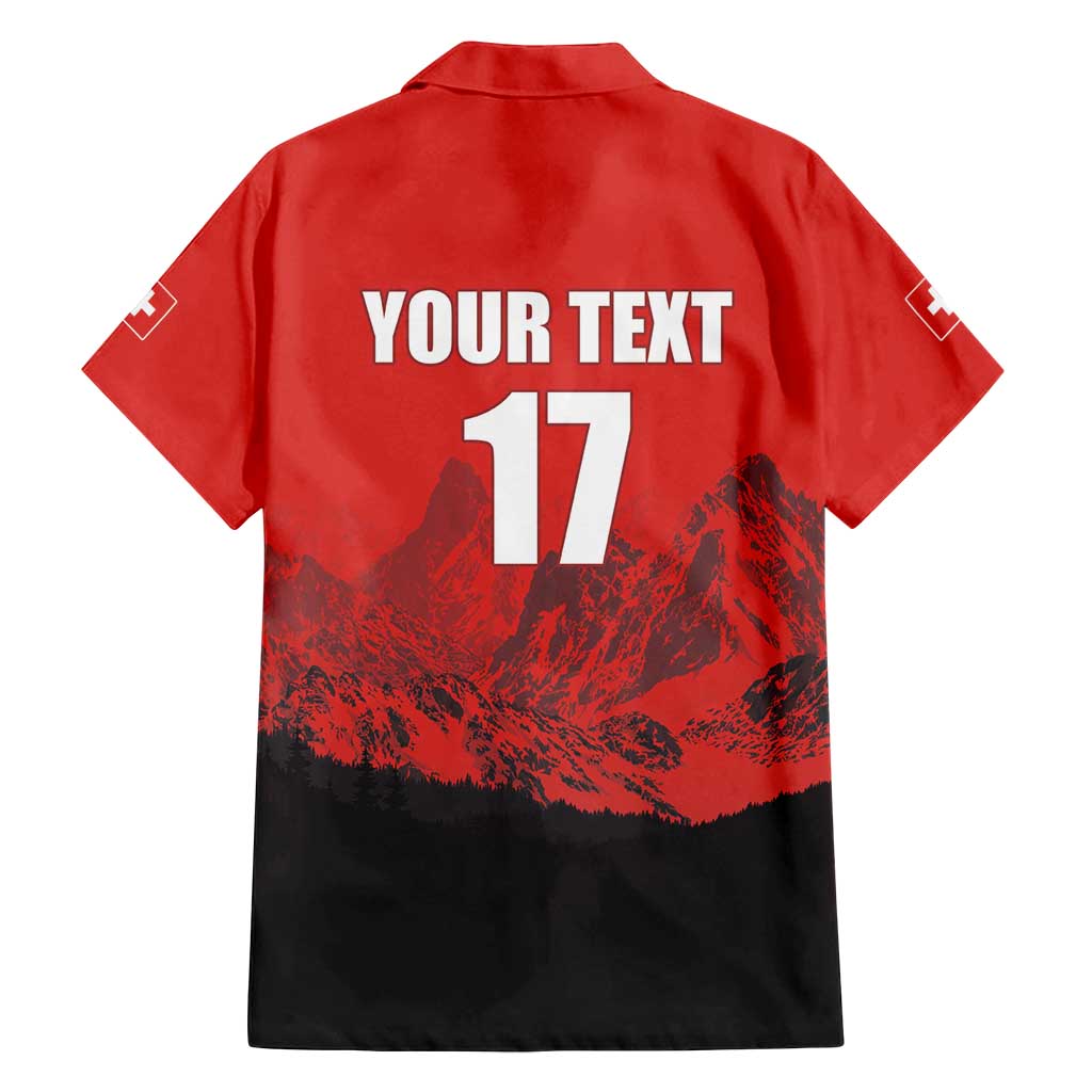 Custom Switzerland Football Family Matching Off Shoulder Maxi Dress and Hawaiian Shirt Swiss Alps