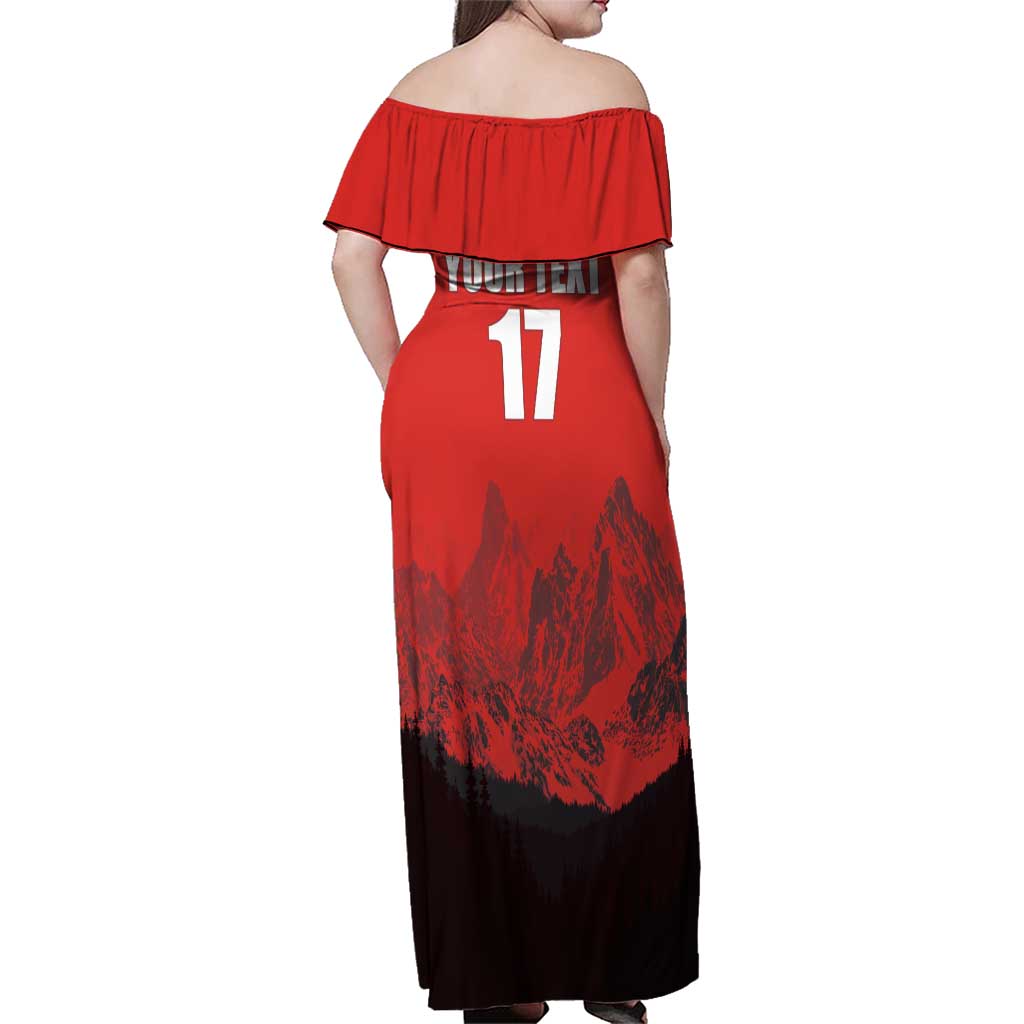 Custom Switzerland Football Family Matching Off Shoulder Maxi Dress and Hawaiian Shirt Swiss Alps
