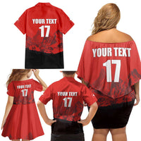 Custom Switzerland Football Family Matching Off Shoulder Short Dress and Hawaiian Shirt Swiss Alps
