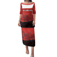 Custom Switzerland Football Family Matching Puletasi and Hawaiian Shirt Swiss Alps