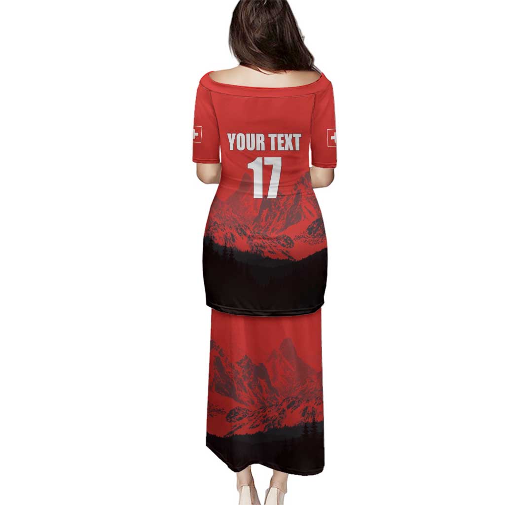 Custom Switzerland Football Family Matching Puletasi and Hawaiian Shirt Swiss Alps