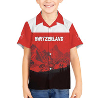 Custom Switzerland Football Family Matching Short Sleeve Bodycon Dress and Hawaiian Shirt Swiss Alps