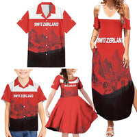 Custom Switzerland Football Family Matching Summer Maxi Dress and Hawaiian Shirt Swiss Alps