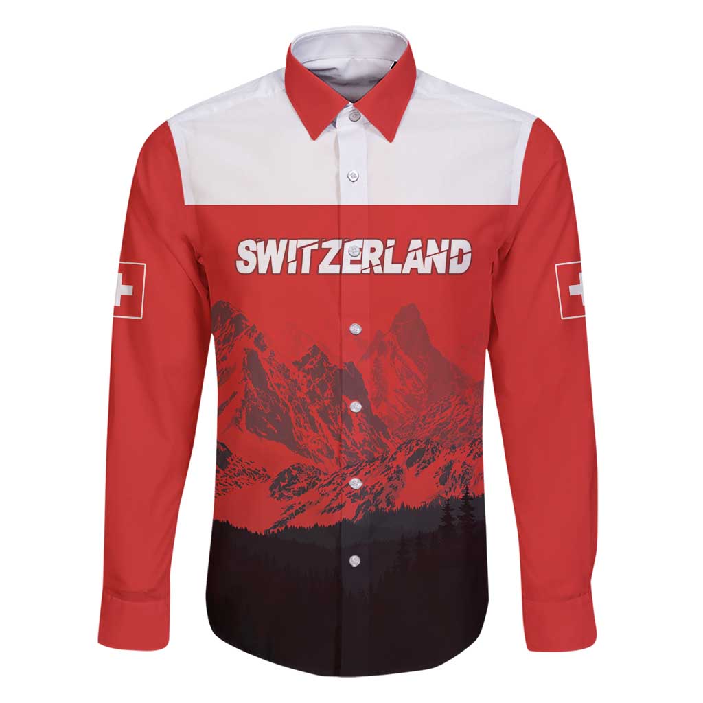 Custom Switzerland Football Family Matching Summer Maxi Dress and Hawaiian Shirt Swiss Alps