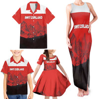 Custom Switzerland Football Family Matching Tank Maxi Dress and Hawaiian Shirt Swiss Alps