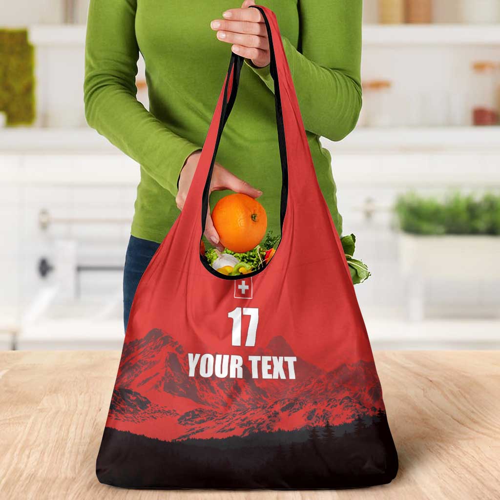 Custom Switzerland Football Grocery Bag Swiss Alps