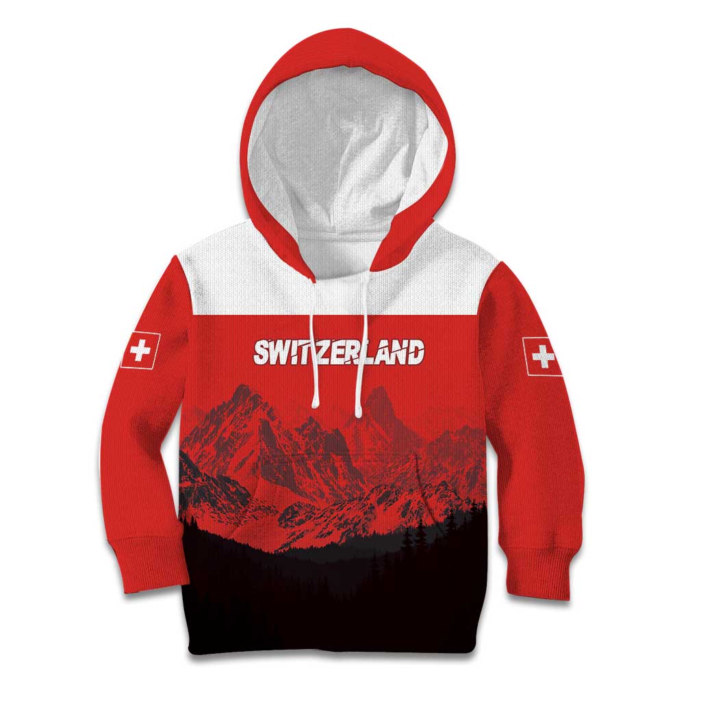 Custom Switzerland Football Kid Hoodie Swiss Alps