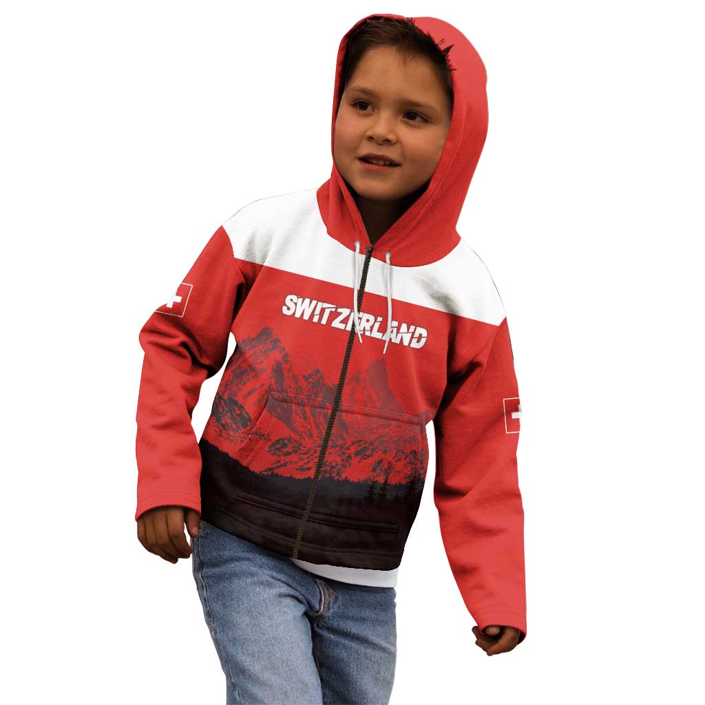 Custom Switzerland Football Kid Hoodie Swiss Alps