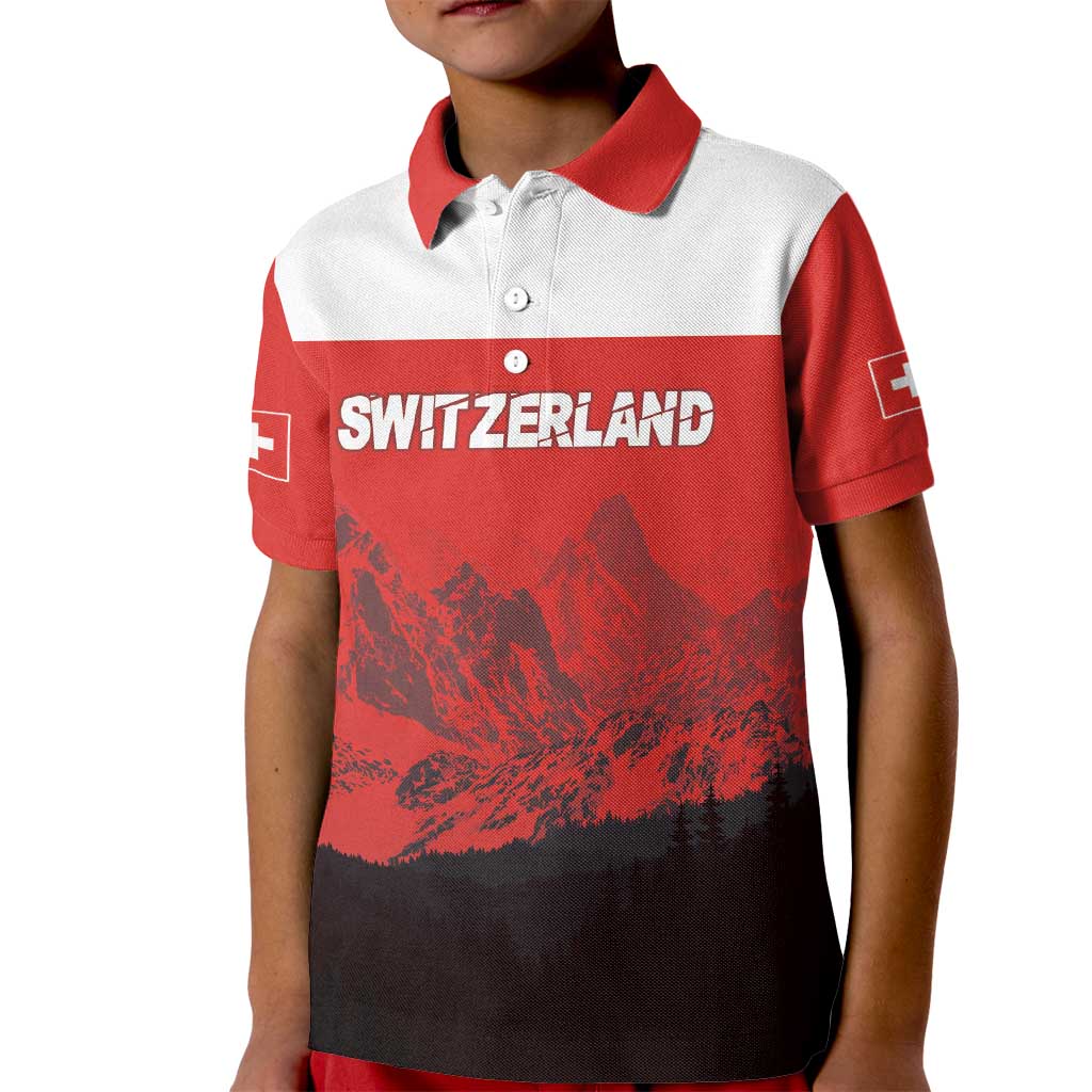 Custom Switzerland Football Kid Polo Shirt Swiss Alps