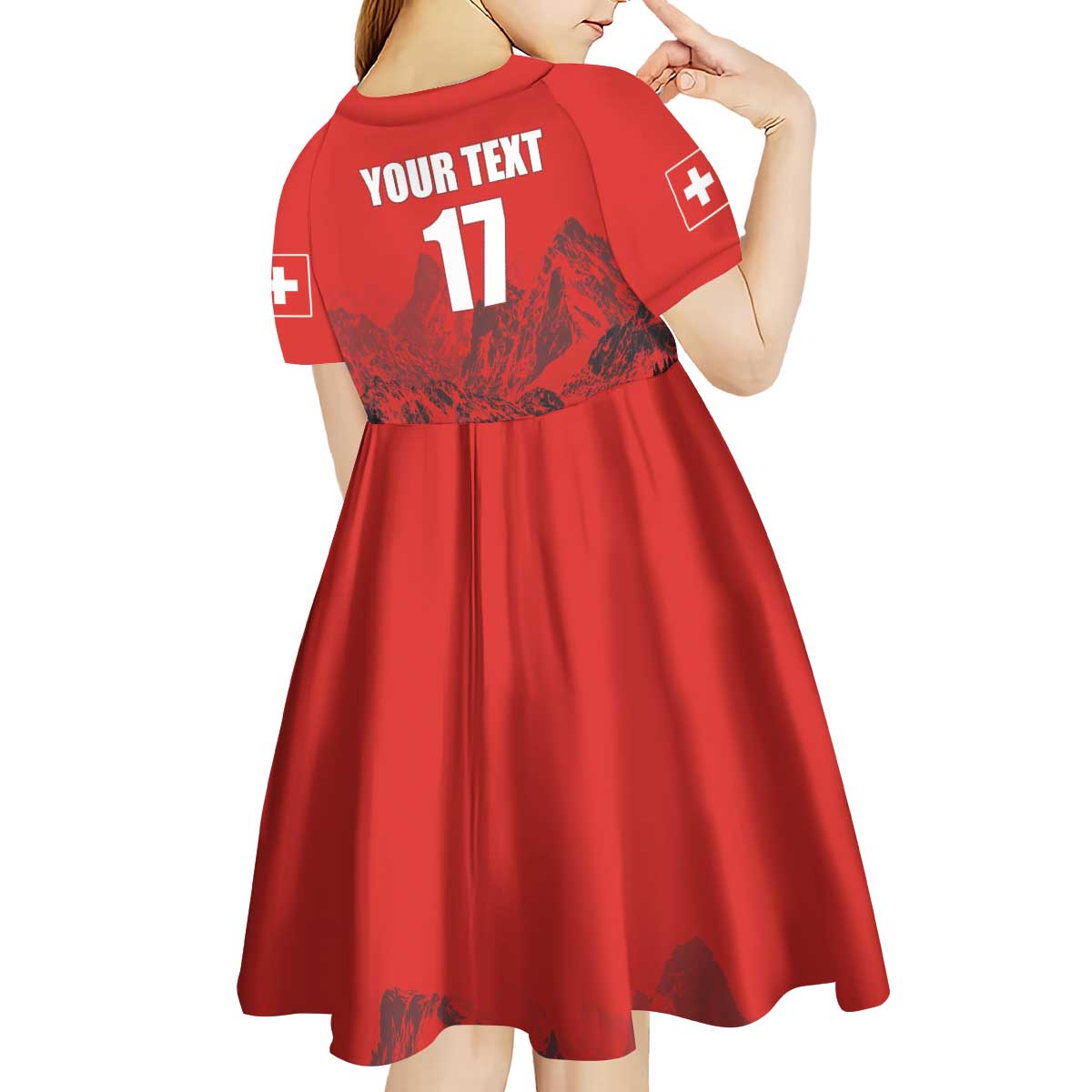 Custom Switzerland Football Kid Short Sleeve Dress Swiss Alps