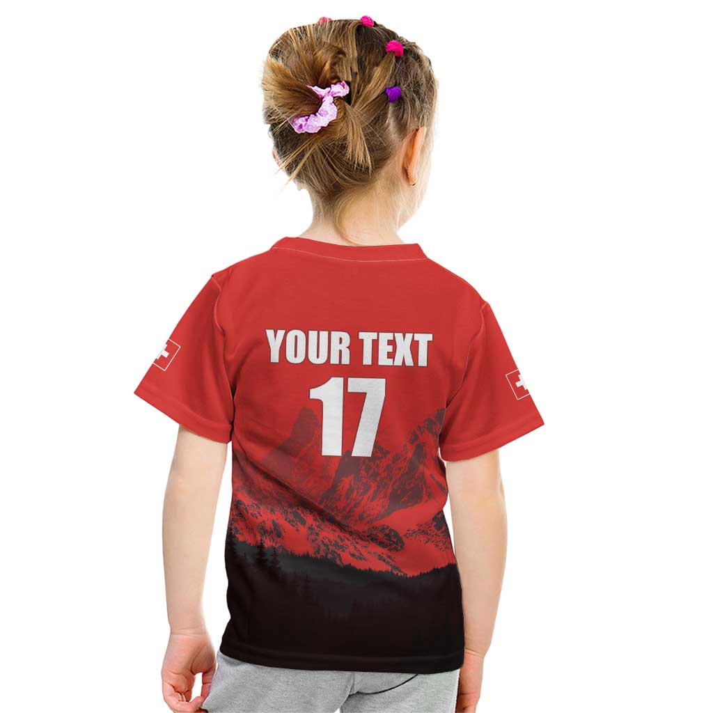 Custom Switzerland Football Kid T Shirt Swiss Alps