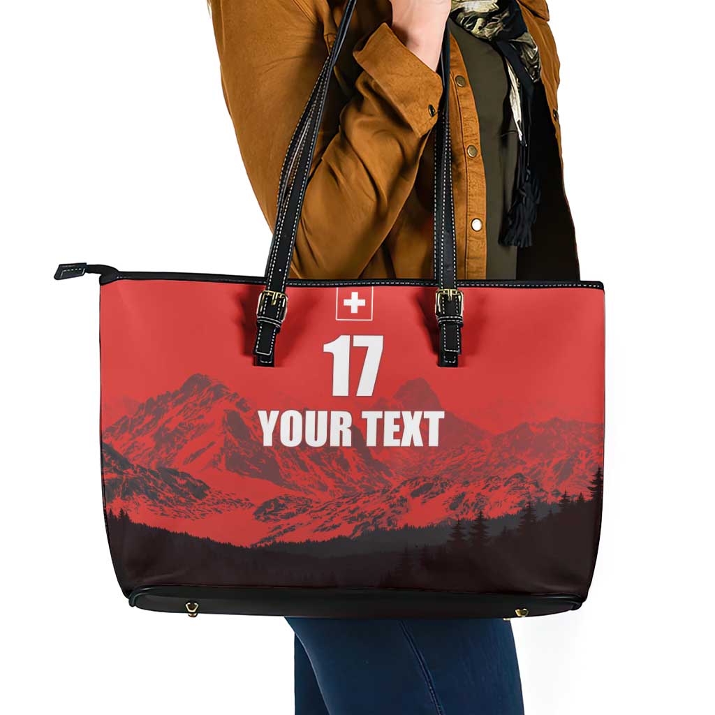 Custom Switzerland Football Leather Tote Bag Swiss Alps